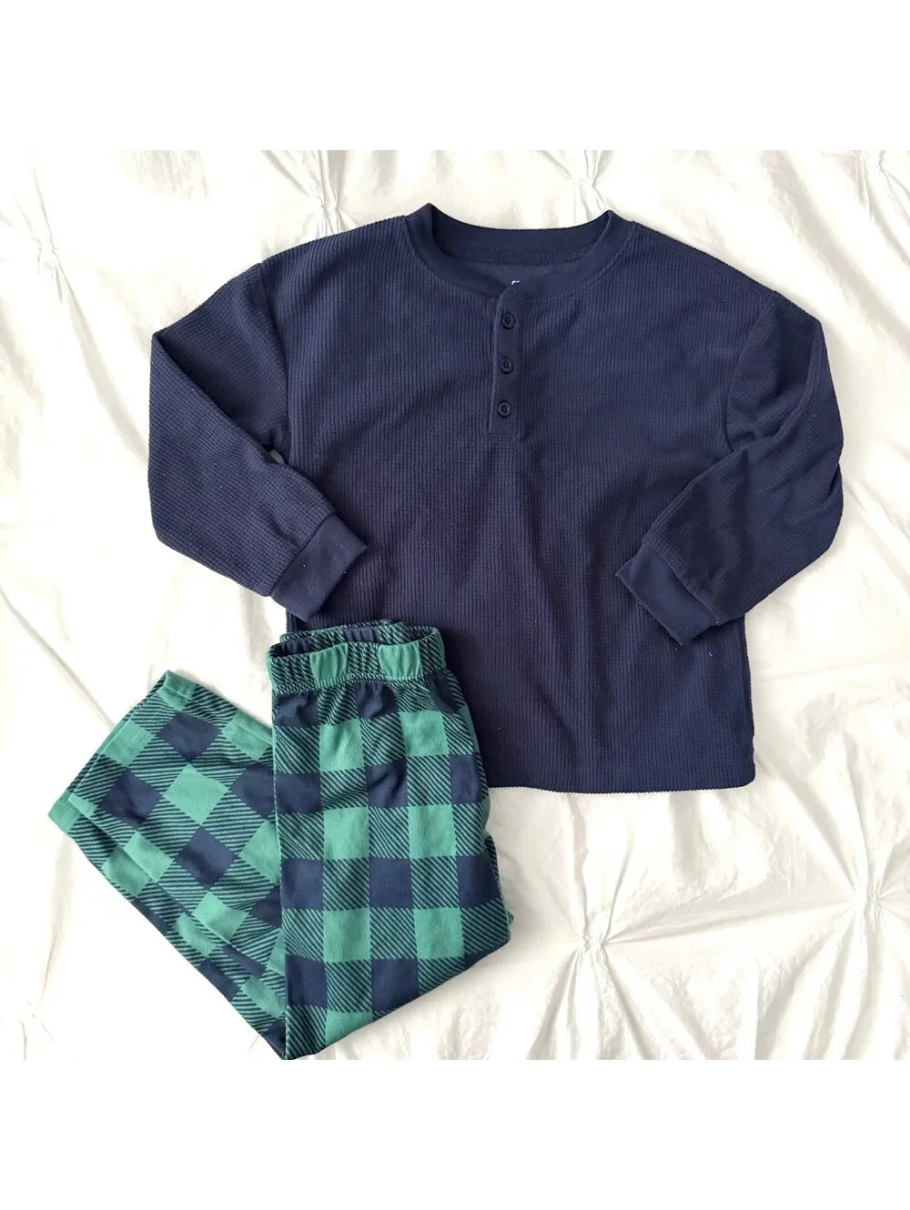 Carters Plaid Fleece Blue Waffle